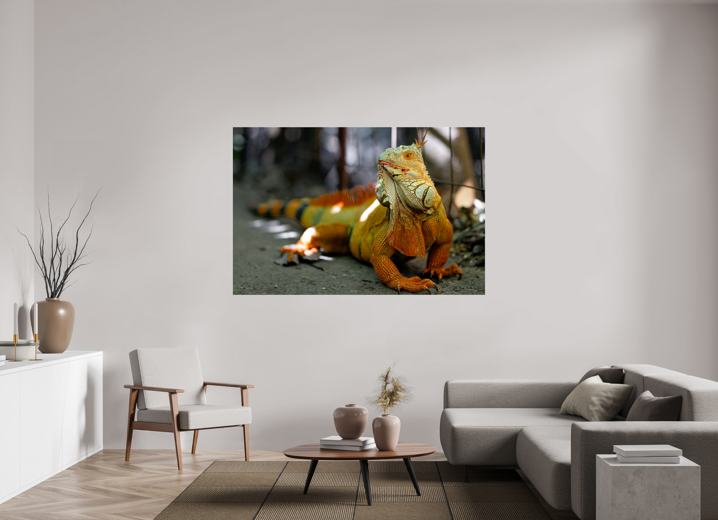 180 x 120 cm, Photo Print Under Acrylic Glass Green Iguana