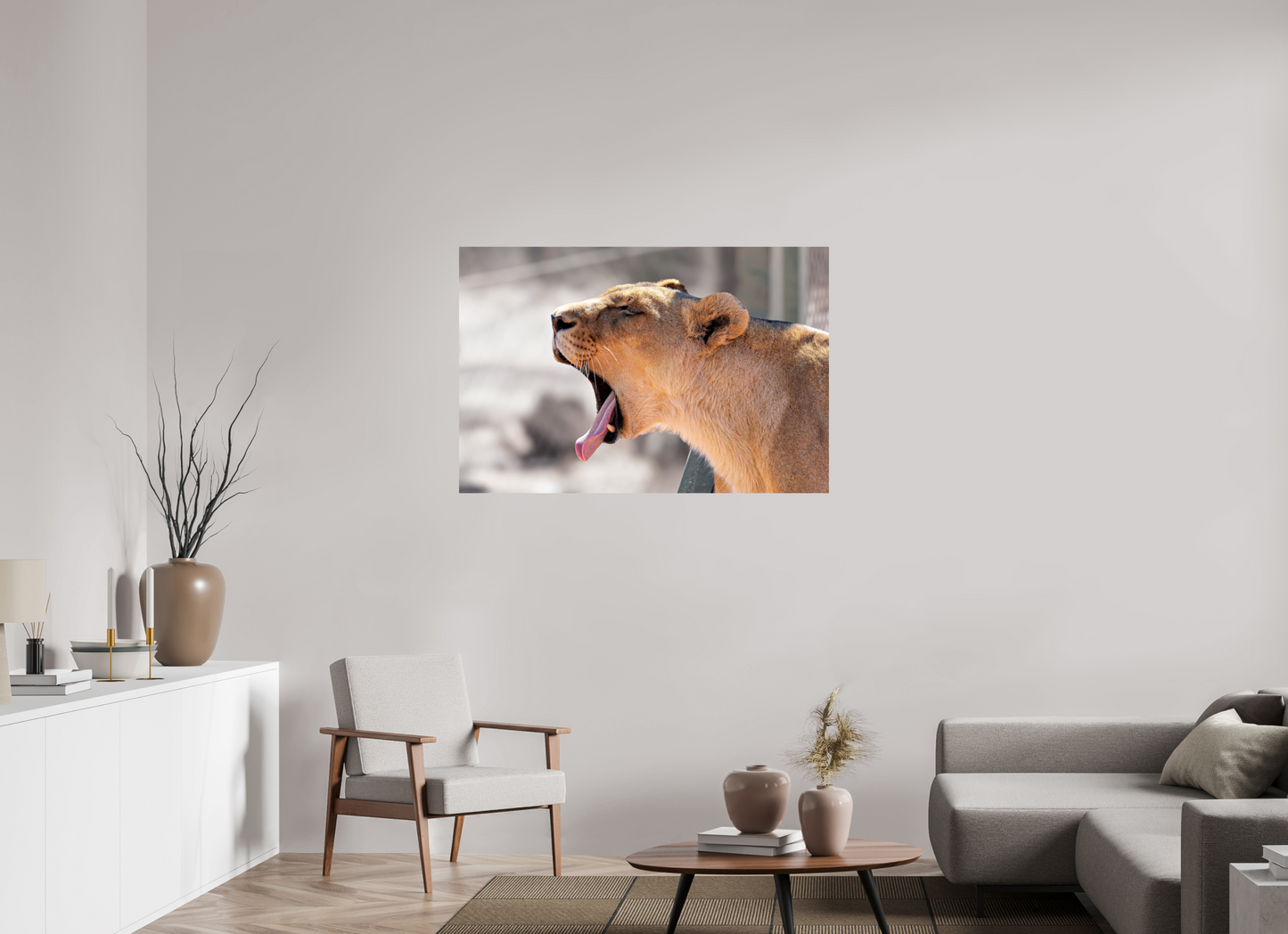 120 x 80 cm, Photo Print On Fuji Crystal DP II Yawning lioness