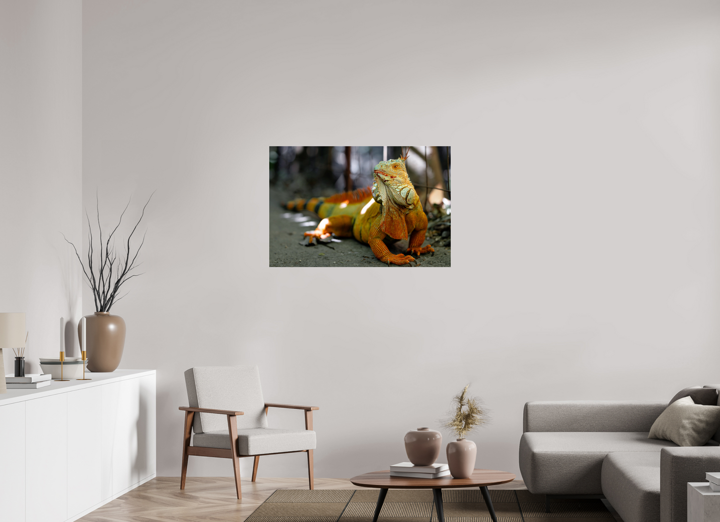 105 x 70 cm, Photo Print Under Acrylic Glass Green Iguana